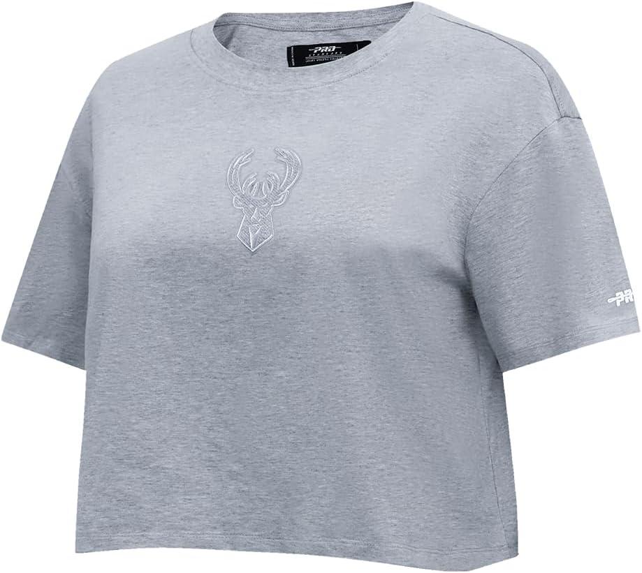 imagePro Standard NBA Womens Womens NBA Reverse French Terry Cotton Short Sleeve Boxy TeeDark Heather Gray