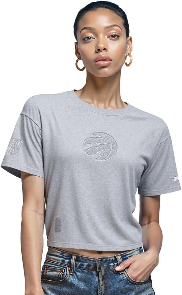 imagePro Standard NBA Womens Womens NBA Reverse French Terry Cotton Short Sleeve Boxy TeeDark Heather Gray