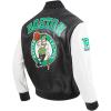 Mens NBA City Signature Leather Jacket(Black/White)