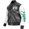 Mens NBA City Signature Leather Jacket(Black/White)