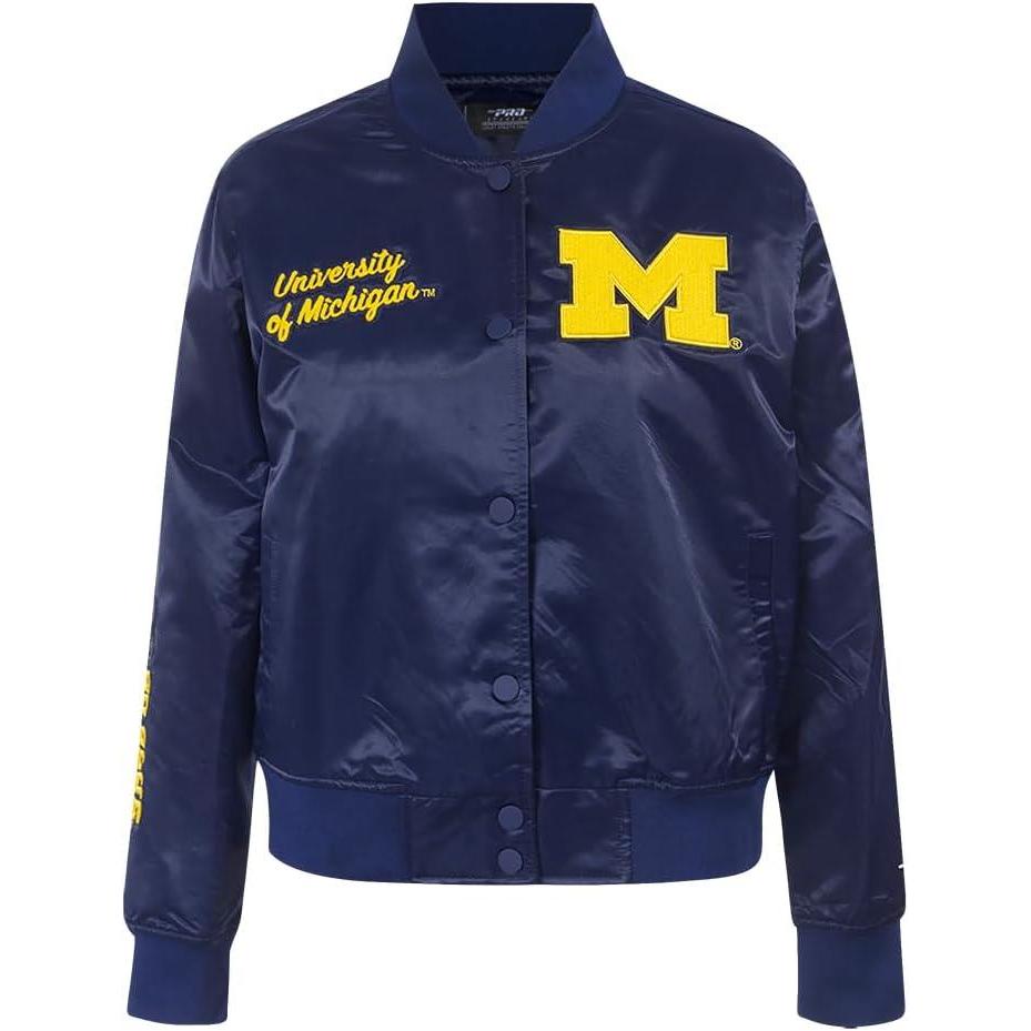 imagePro Standard Womens College University Of Michigan Classic Essentials Satin Jacket Midnight Navy Xs