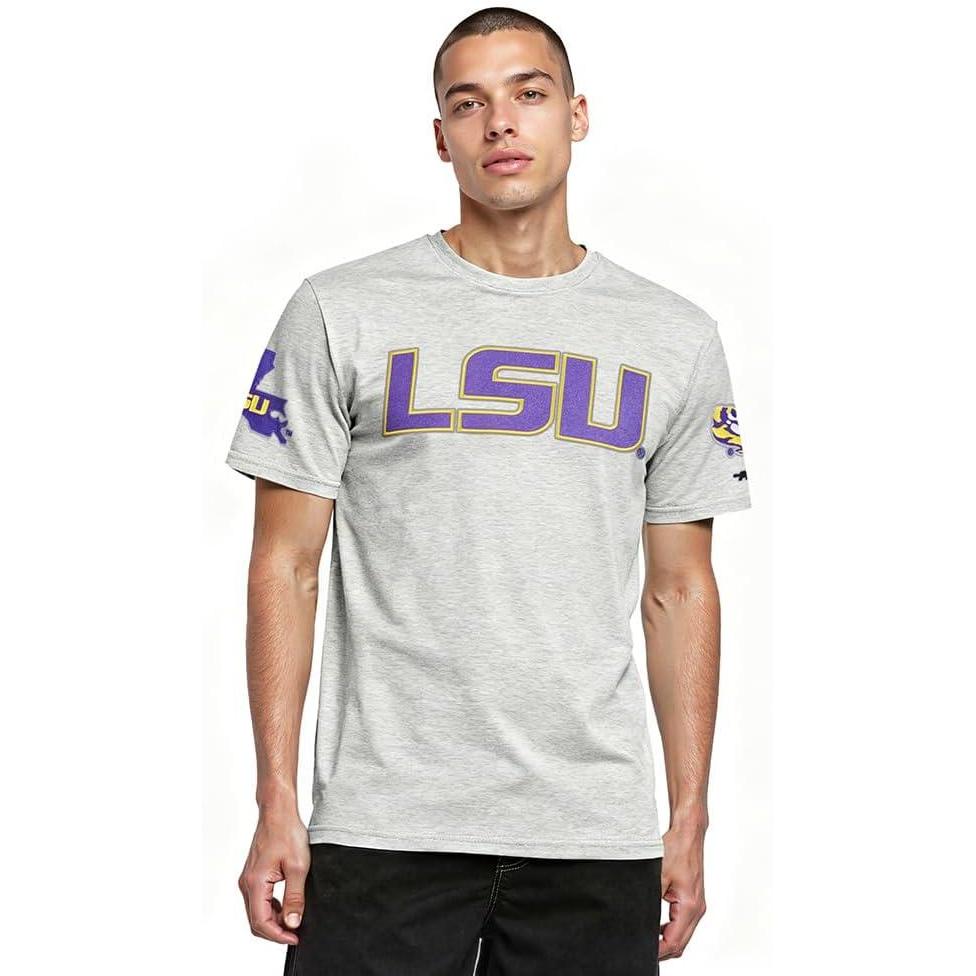 imageMens NCAA LSU Tigers Classic Chenille Short Sleeve Tee Heather Grey L