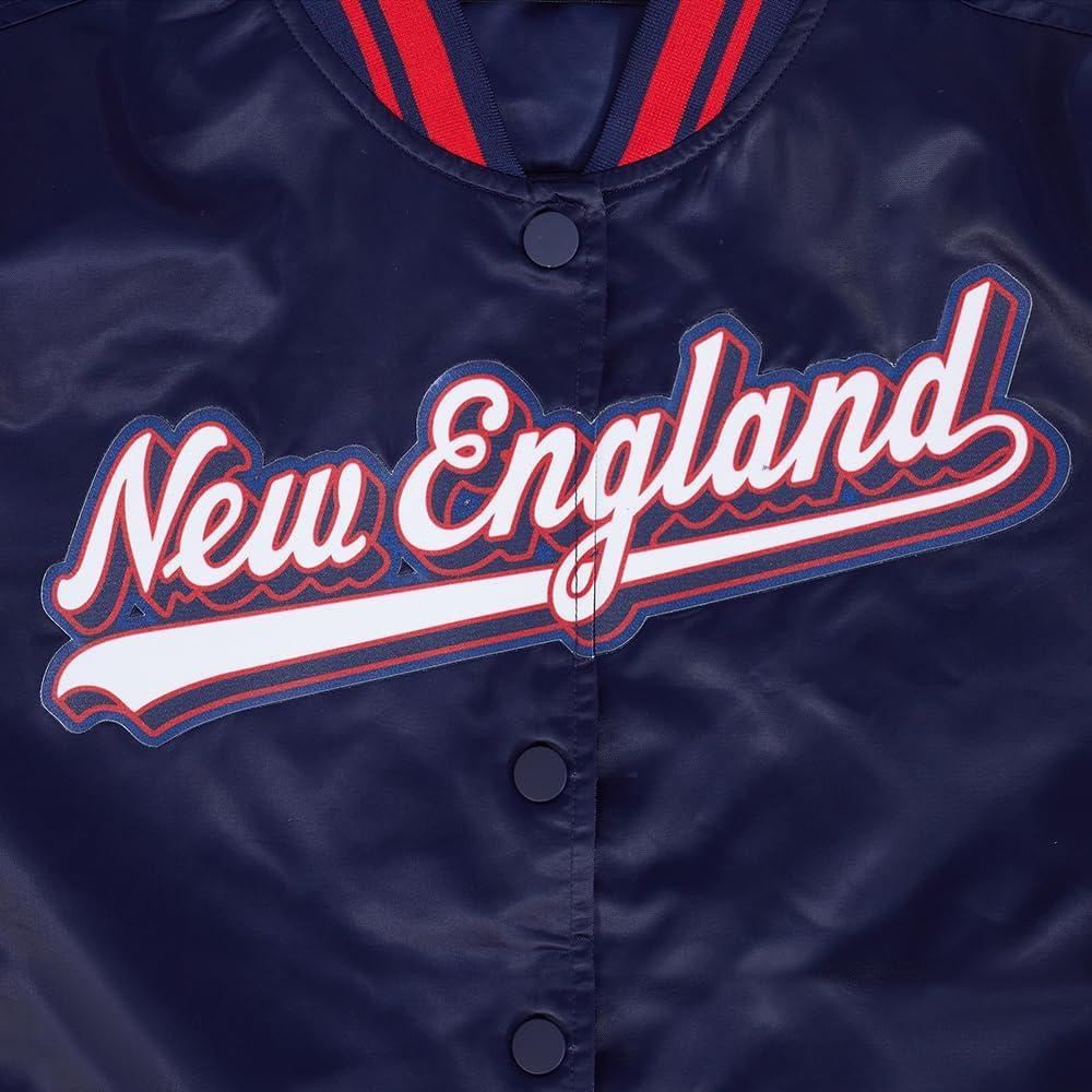 imagePro Standard Womens NFL New England Patriots Script Tail Satin Jacket Midnight NavyRedMidnight Navy XS