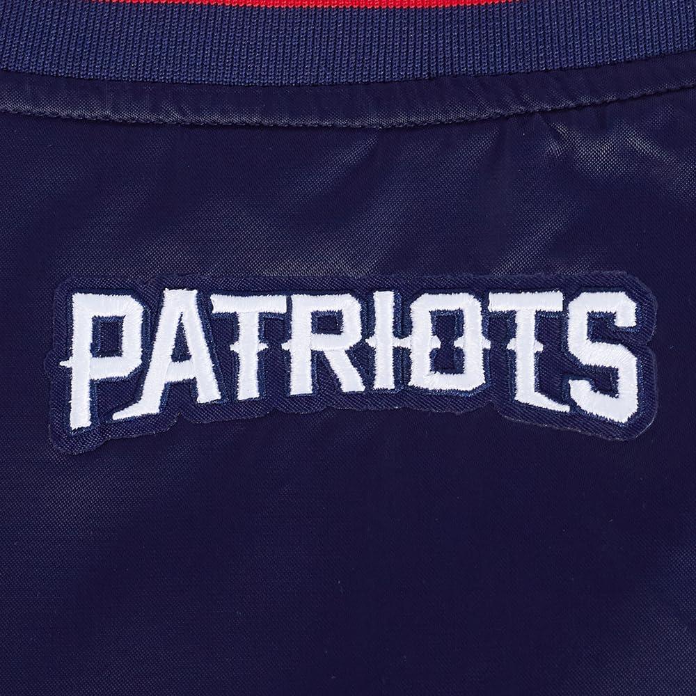 imagePro Standard Womens NFL New England Patriots Script Tail Satin Jacket Midnight NavyRedMidnight Navy XS