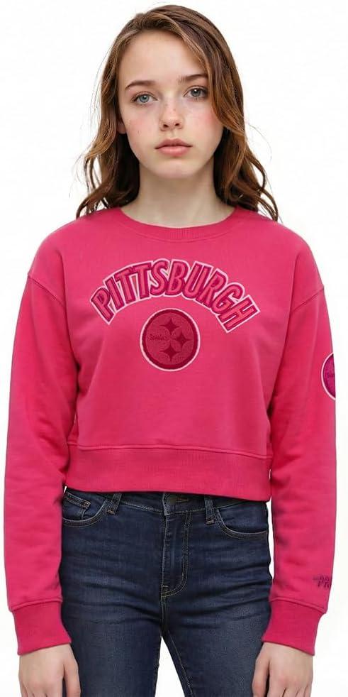 imagePro Standard Big Girls NFL Classic Triple Pink Crewneck SweatshirtBeetroot Purple