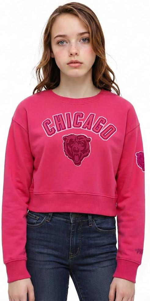 imagePro Standard Big Girls NFL Classic Triple Pink Crewneck SweatshirtBeetroot Purple