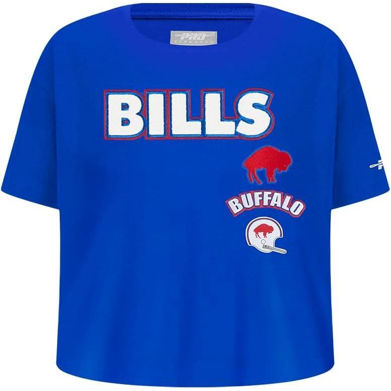 imagePro Standard Big Girls NFL Buffalo Bills Retro Classics Short Sleeve Boxy Tee Royal Blue L