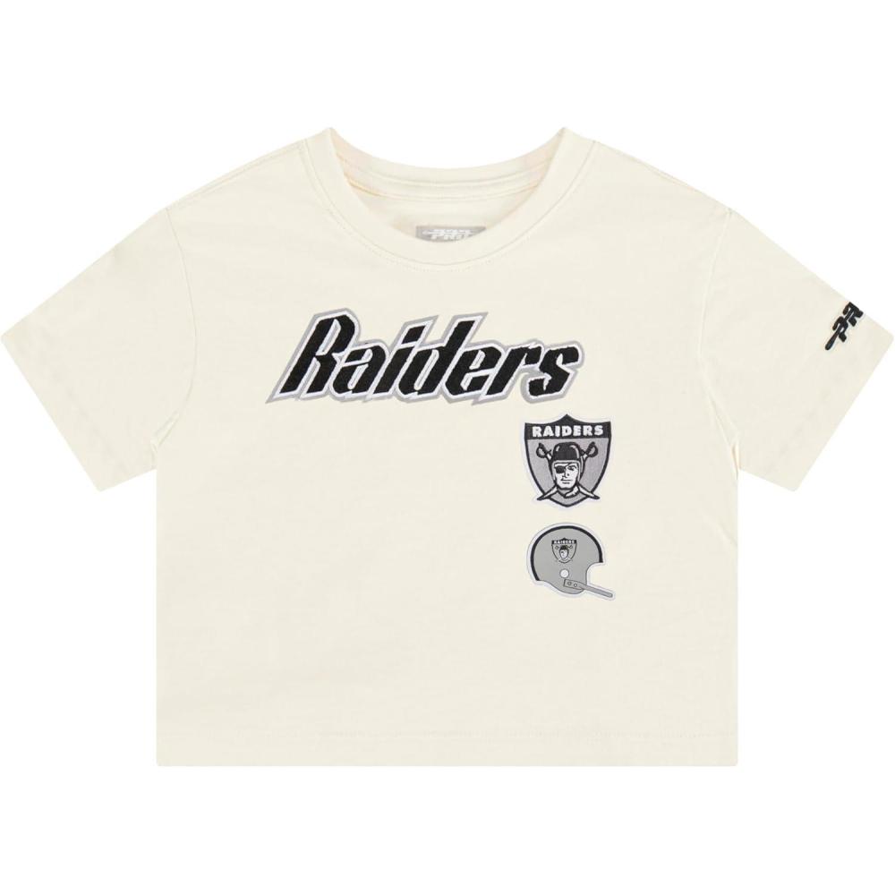 imagePro Standard Big Girls NFL Las Vegas Raiders Retro Classics Short Sleeve Boxy Tee Eggshell S