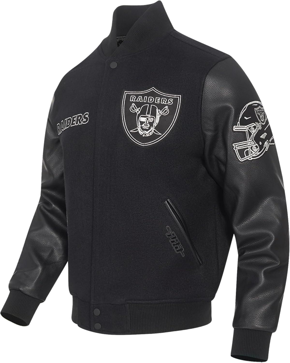 imagePro Standard Black amp Gold Mens Wool Raiders Varsity Jacket Jet BlackJet Black