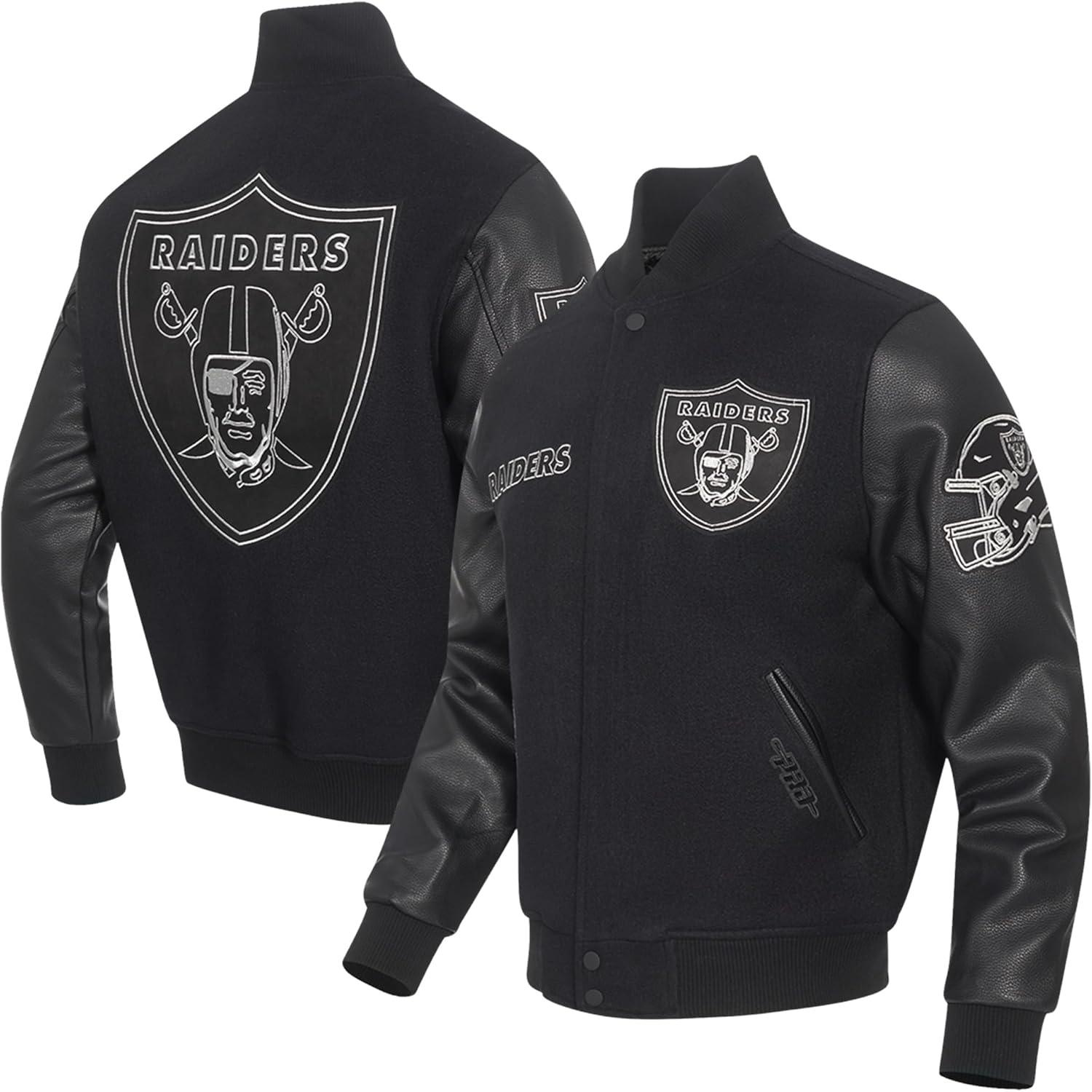 imagePro Standard Black amp Gold Mens Wool Raiders Varsity Jacket Jet BlackJet Black
