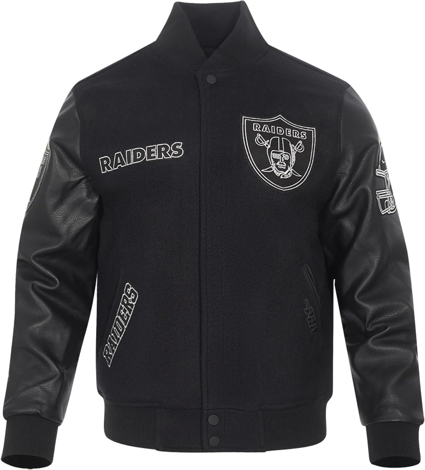 imagePro Standard Black amp Gold Mens Wool Raiders Varsity Jacket Jet BlackJet Black