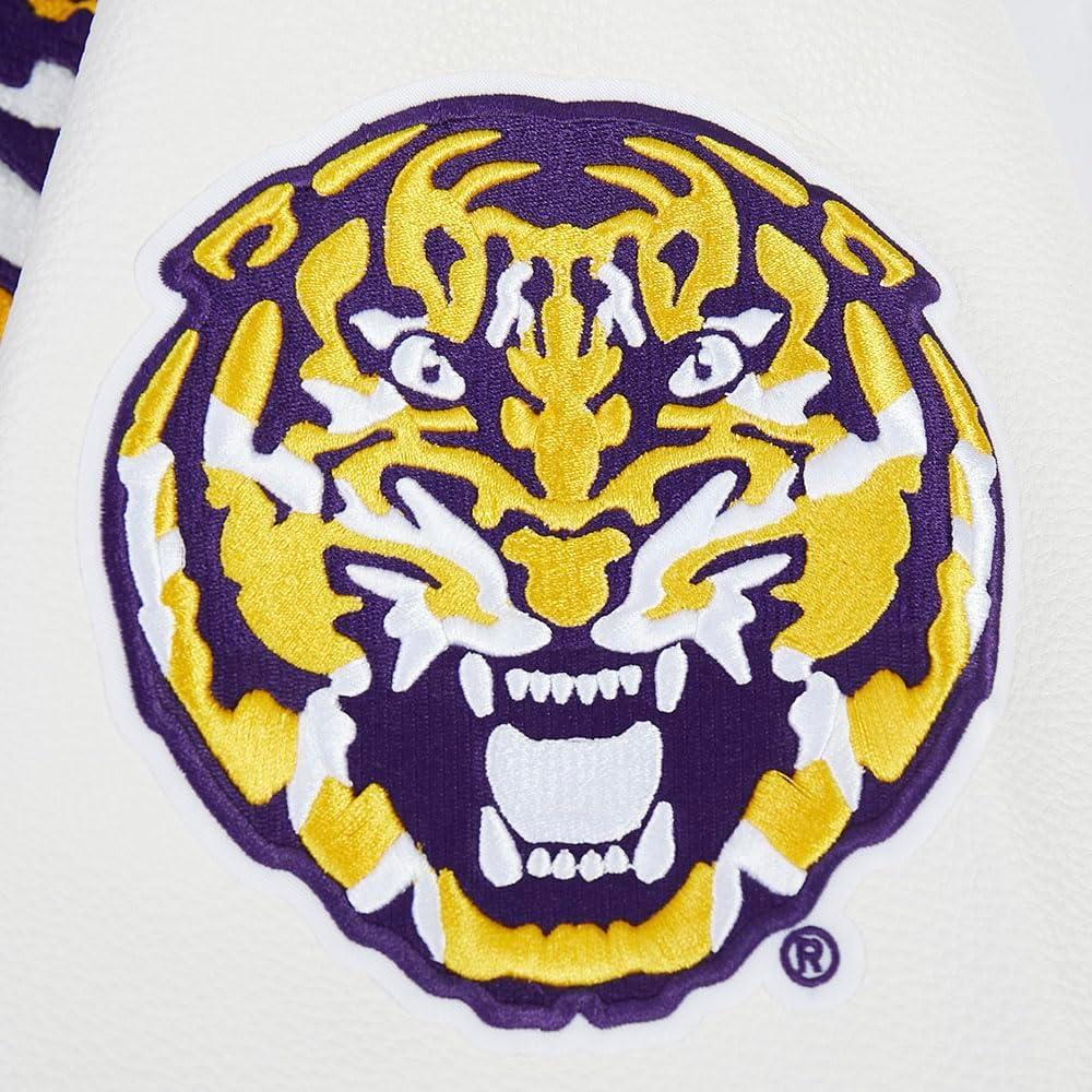 imagePro Standard Mens College Classic Chenille Wool Varsity JacketPurpleWhite