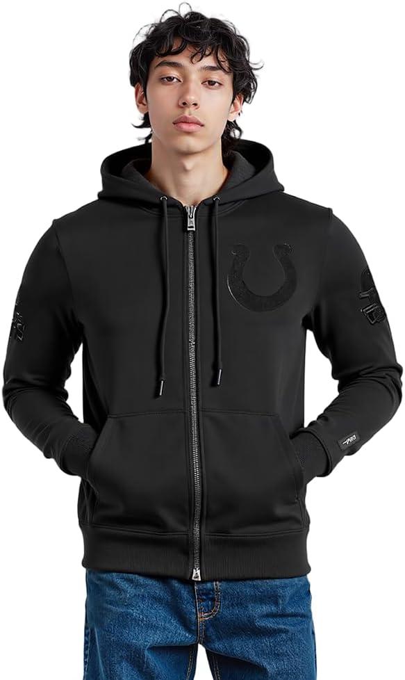 imagePro Standard Mens NFL Classic Cotton Double Knit Full Zip HoodieBlack