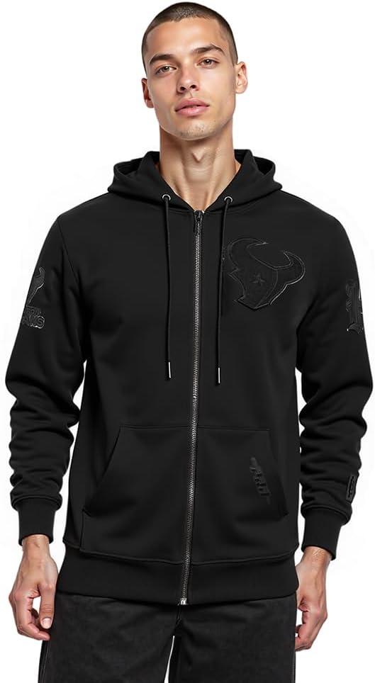 imagePro Standard Mens NFL Classic Cotton Double Knit Full Zip HoodieBlack