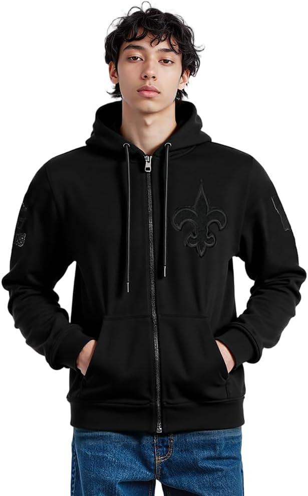 imagePro Standard Mens NFL Classic Cotton Double Knit Full Zip HoodieBlack