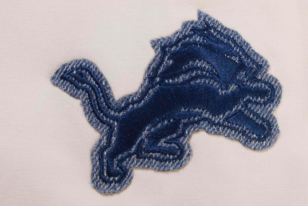 imagePro Standard Womens NFL Detroit Lions Varsity Blues Short Sleeve Boxy Tee Linen L