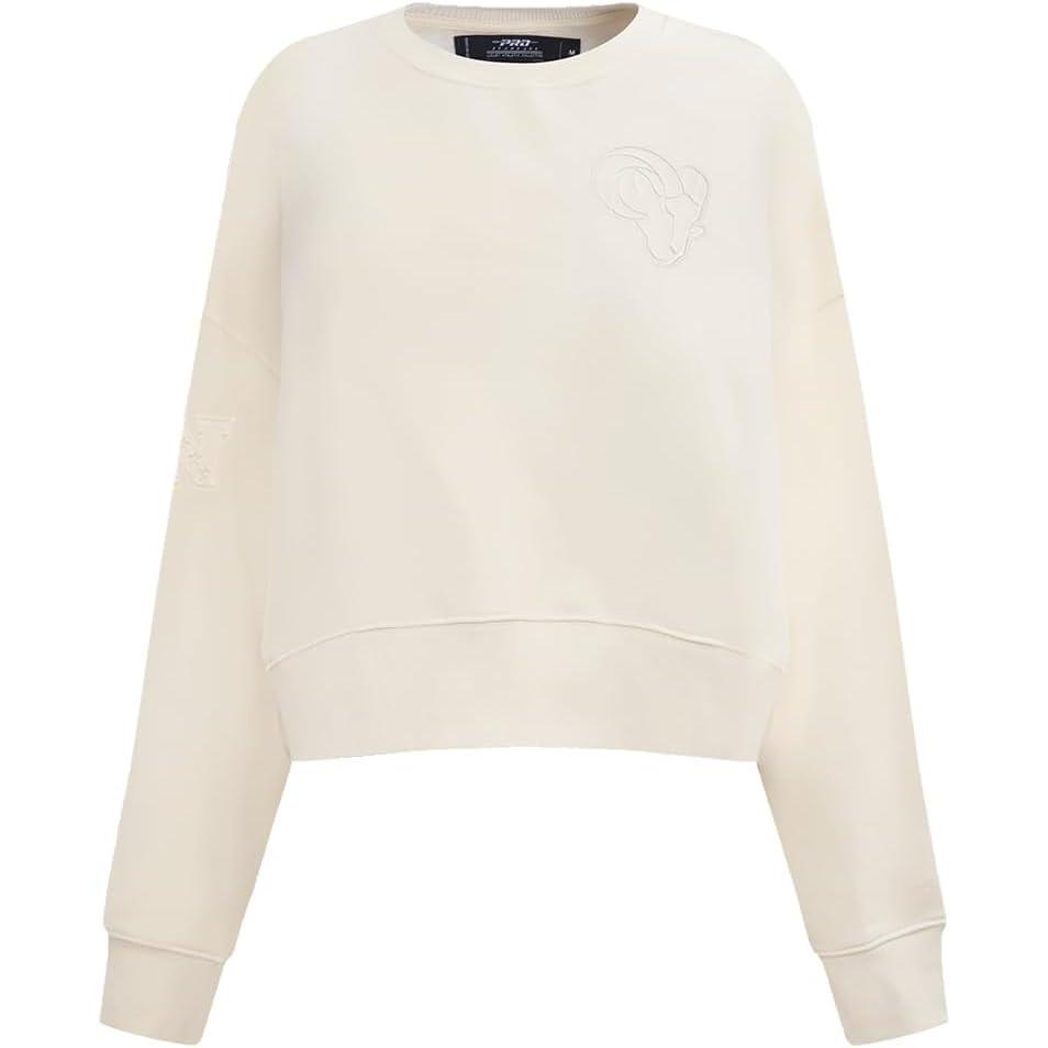 imagePro Standard Womens NFL Los Angeles Rams Neutral Crewneck Sweatshirt Eggshell M