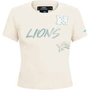 Pro Standard Womens NFL Detroit Lions High Impact Short Sleeve Slim Tee Eggshell 2XL
