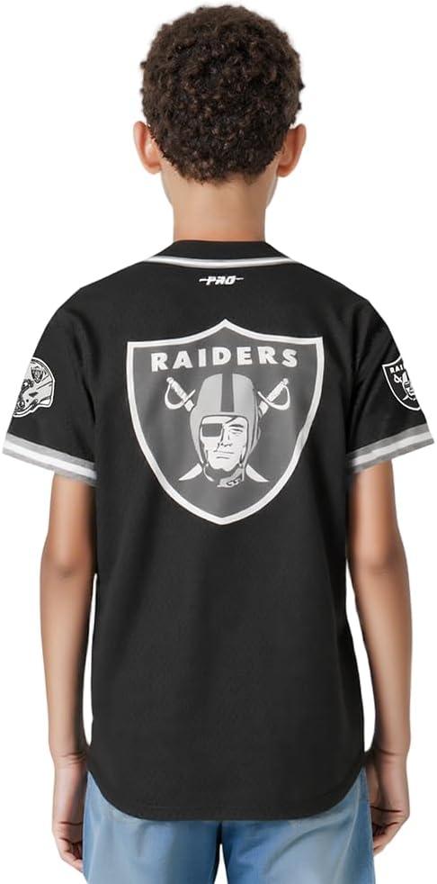 imagePro Standard Big Boys NFL Las Vegas Raiders Mesh Button Down Mesh Top BlackGray XL