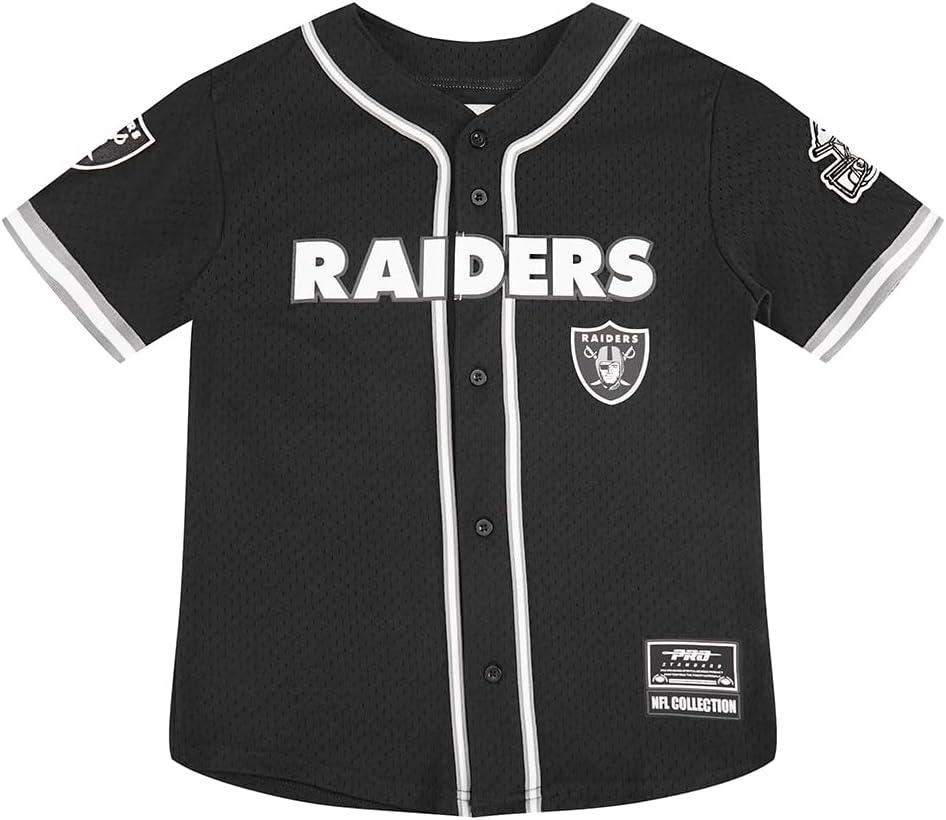imagePro Standard Big Boys NFL Las Vegas Raiders Mesh Button Down Mesh Top BlackGray XL