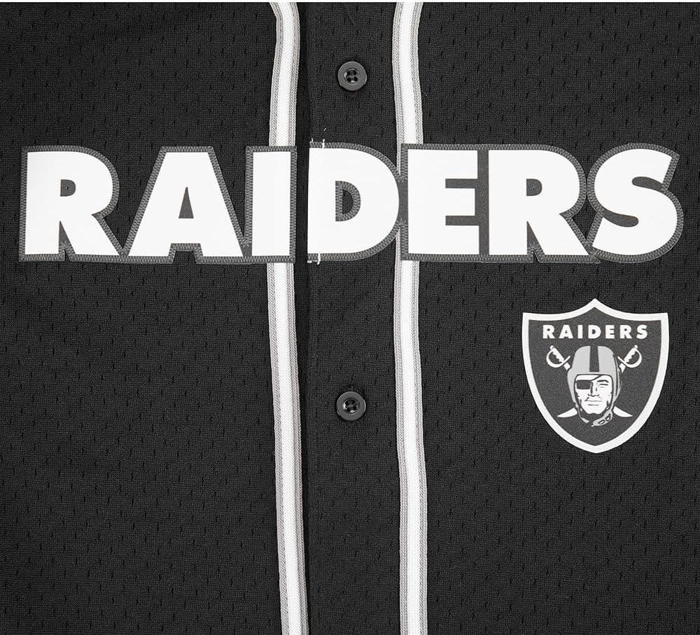 imagePro Standard Big Boys NFL Las Vegas Raiders Mesh Button Down Mesh Top BlackGray XL