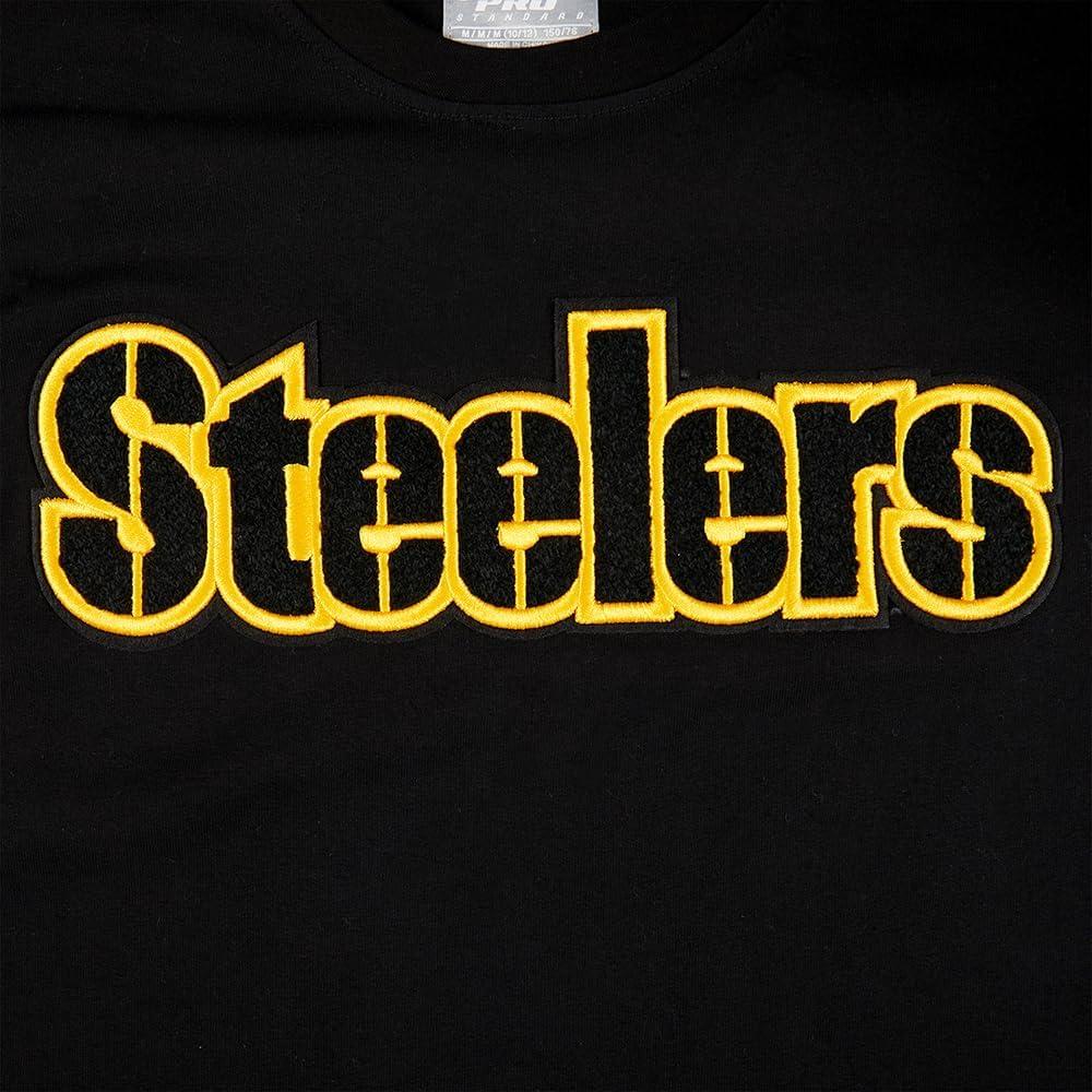 imagePro Standard Big Boys NFL Pittsburgh Steelers Classic Chenille Short Sleeve Tee Black L