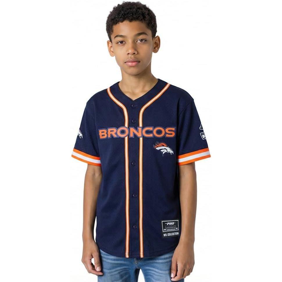imagePro Standard Big Boys NFL Denver Broncos Mesh Button Down Mesh Top Midnight NavyOrange S