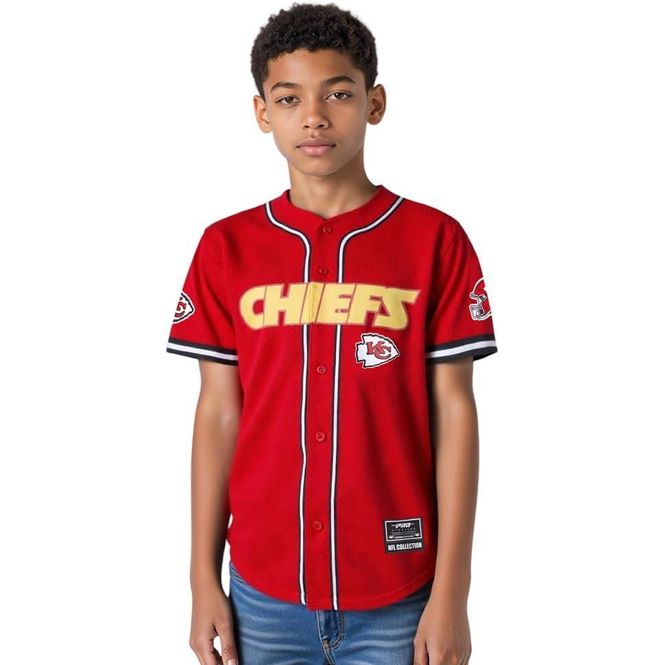 imagePro Standard Big Boys NFL Kansas City Chiefs Mesh Button Down Mesh Top RedBlack XL