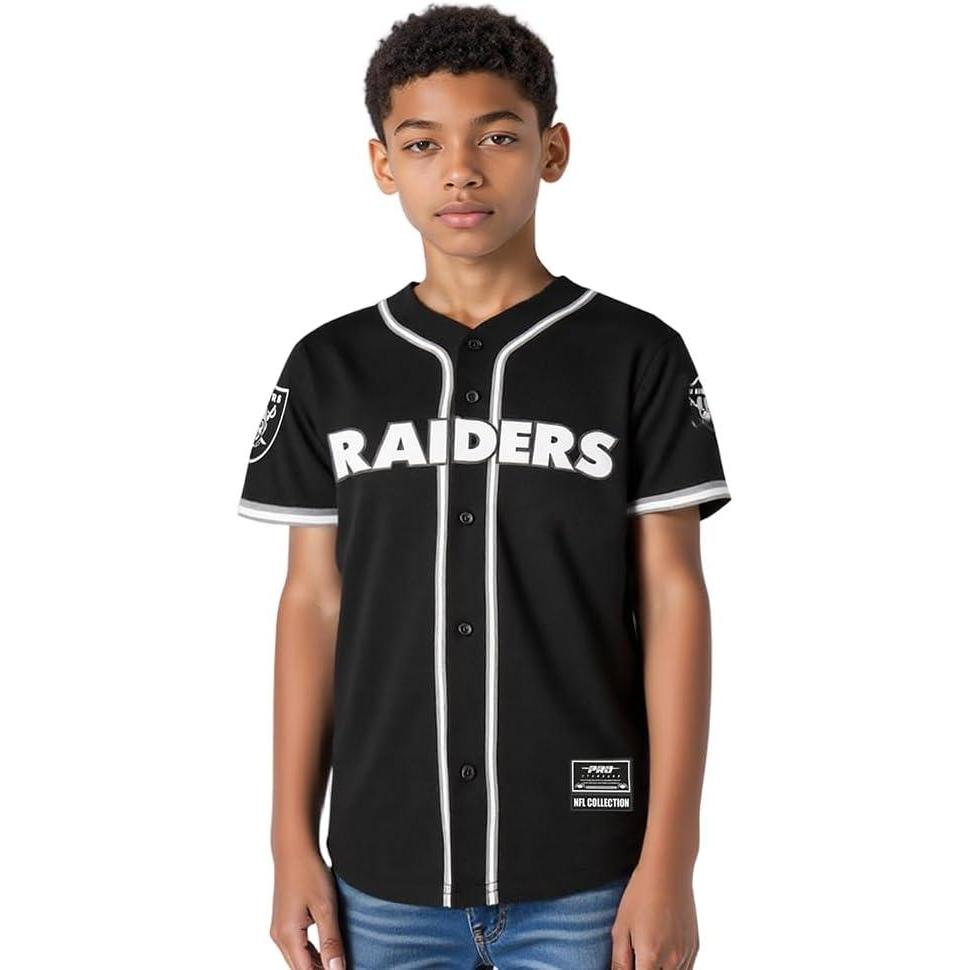 imagePro Standard Big Boys NFL Las Vegas Raiders Mesh Button Down Mesh Top BlackGray XL