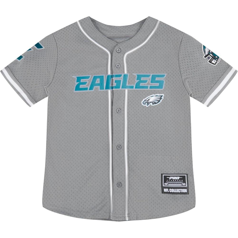 imagePro Standard Big Boys NFL Philadelphia Eagles Mesh Button Down Mesh Top Gray XL