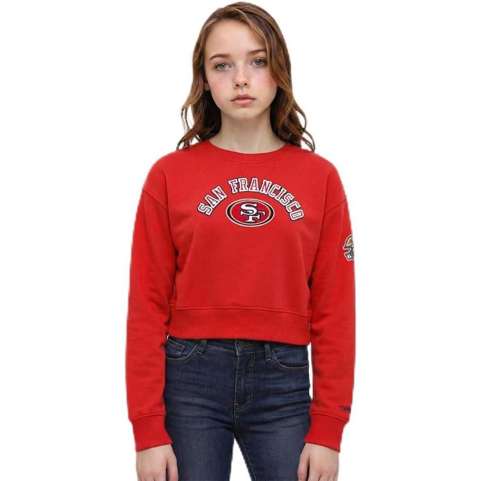 imagePro Standard Big Girls NFL Classic Essentials Crewneck SweatshirtRed