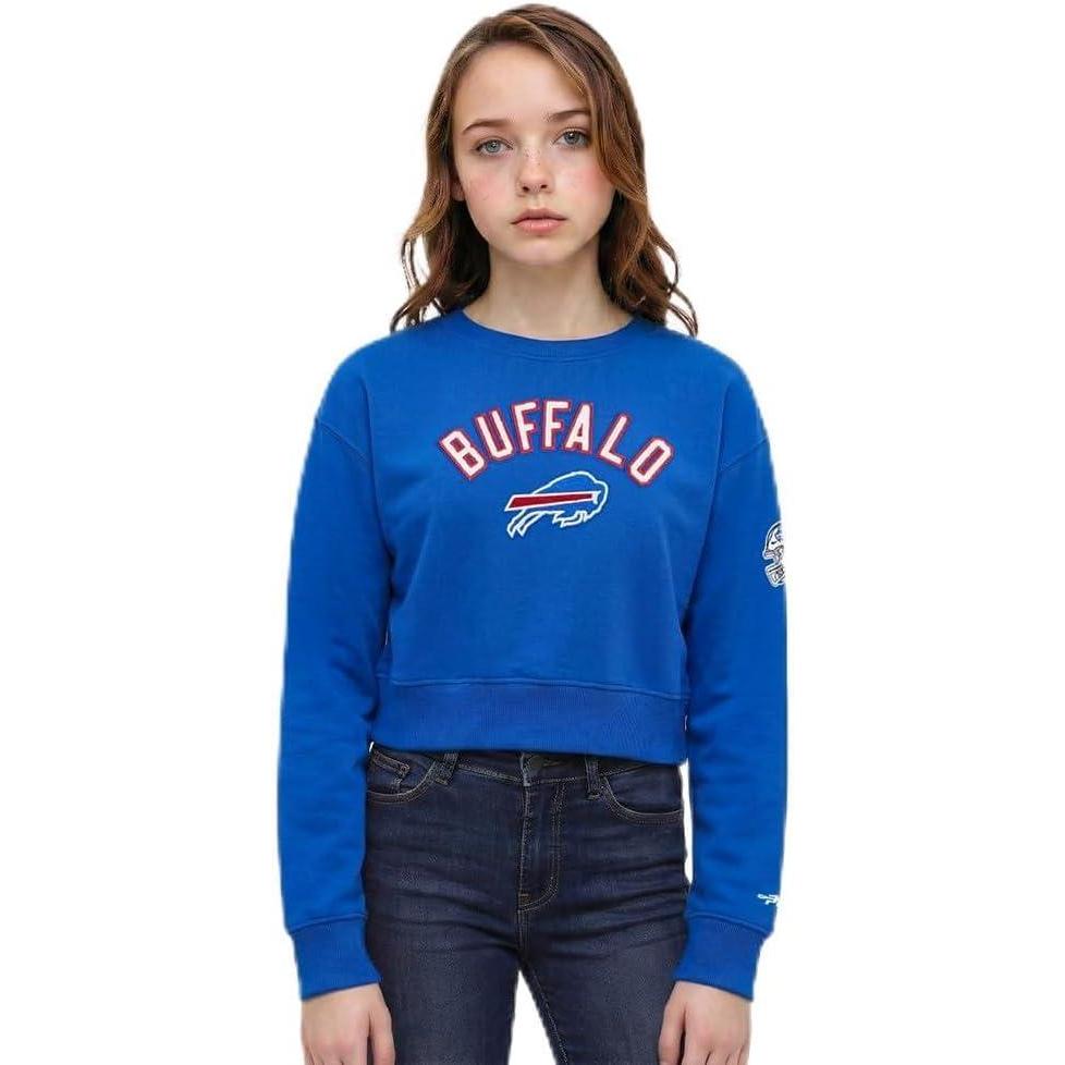 imagePro Standard Big Girls NFL Classic Essentials Crewneck SweatshirtRoyal Blue