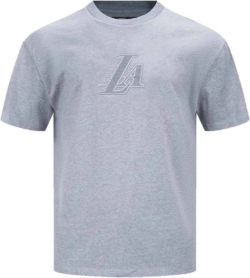 imagePro Standard Mens NBA Reverse French Terry Cotton Short Sleeve TeeDark Heather Gray