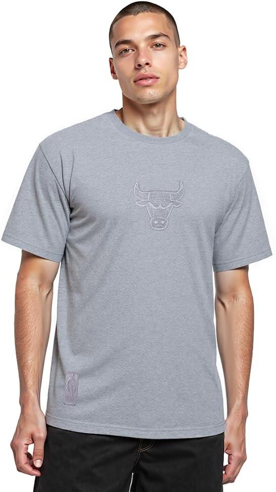 imagePro Standard Mens NBA Reverse French Terry Cotton Short Sleeve TeeDark Heather Gray