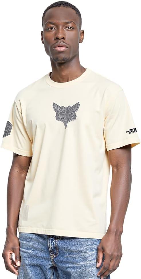 imagePro Standard Mens NBA Reverse French Terry Cotton Short Sleeve TeeEggshell