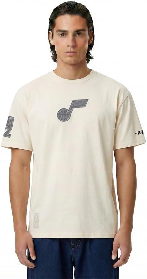 imagePro Standard Mens NBA Reverse French Terry Cotton Short Sleeve TeeEggshell