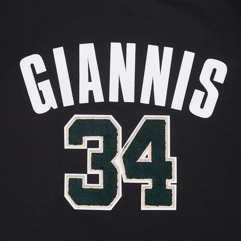 imagePro Standard NBA Mens Mens NBA Milwaukee Bucks Classic Player Cotton Short Sleeve TeeBlack