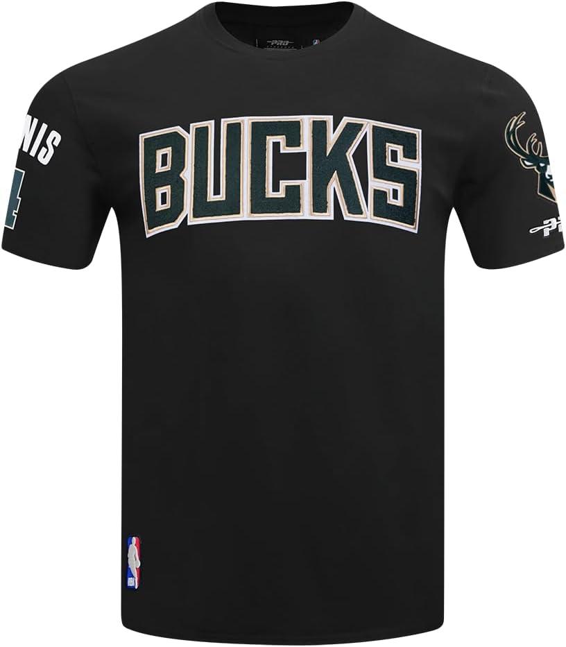 imagePro Standard NBA Mens Mens NBA Milwaukee Bucks Classic Player Cotton Short Sleeve TeeBlack