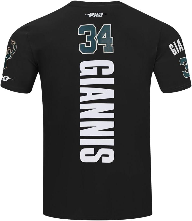 imagePro Standard NBA Mens Mens NBA Milwaukee Bucks Classic Player Cotton Short Sleeve TeeBlack