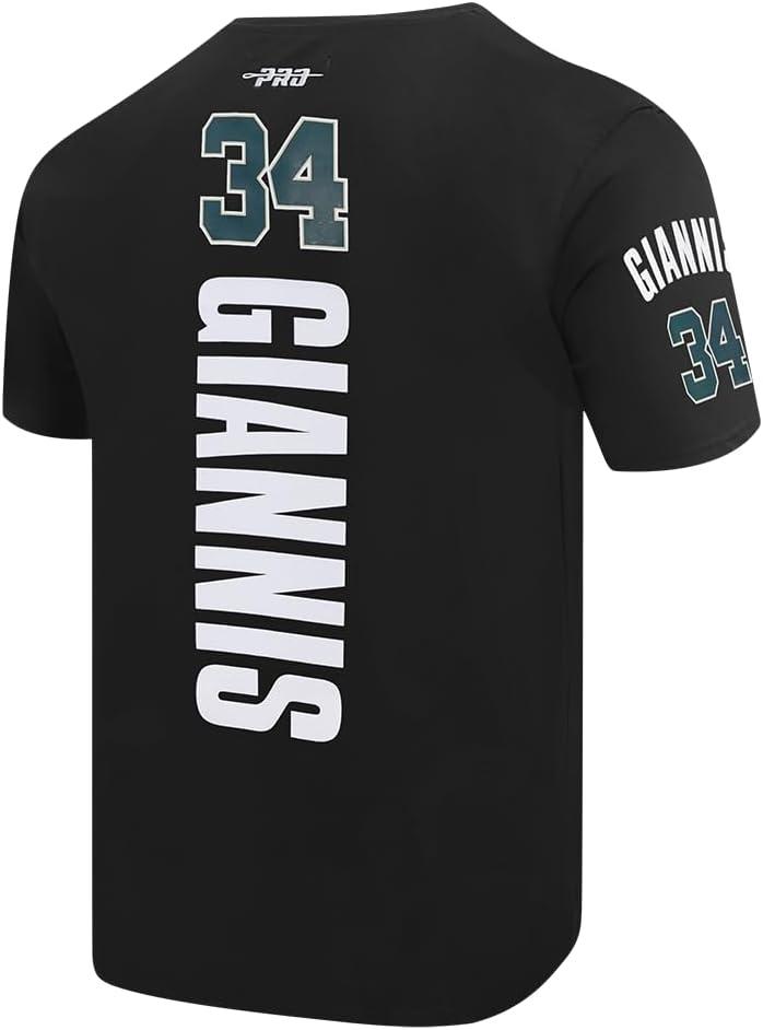 imagePro Standard NBA Mens Mens NBA Milwaukee Bucks Classic Player Cotton Short Sleeve TeeBlack