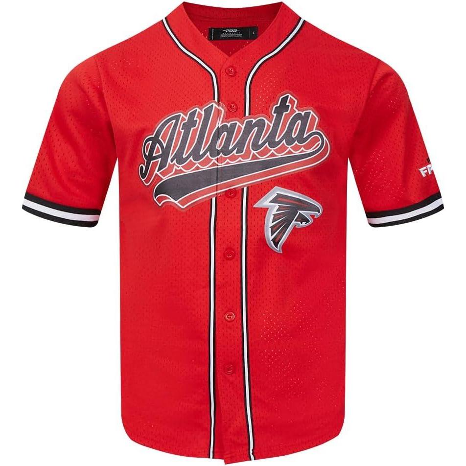 imageRedBlack NFL Atlanta Falcons Script Tail Mesh ButtonDown Shirt by Pro Standard