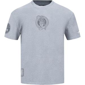Pro Standard Mens NBA Reverse French Terry Cotton Short Sleeve Tee(Dark Heather Gray)