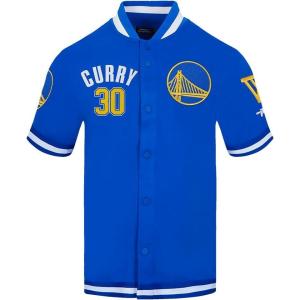 Pro Standard NBA Mens Mens NBA Golden State Warriors Classic Player Cotton Double Knit Button Down(Royal Blue)