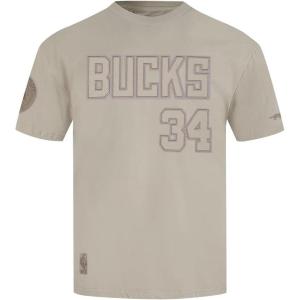 Pro Standard NBA Mens Mens NBA Milwaukee Bucks Neutrals Player Cotton Short Sleeve Tee(Taupe)