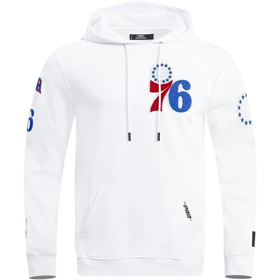 imagePro Standard Mens NBA Classic Chenille Cotton Double Knit Pull Over HoodieWhite
