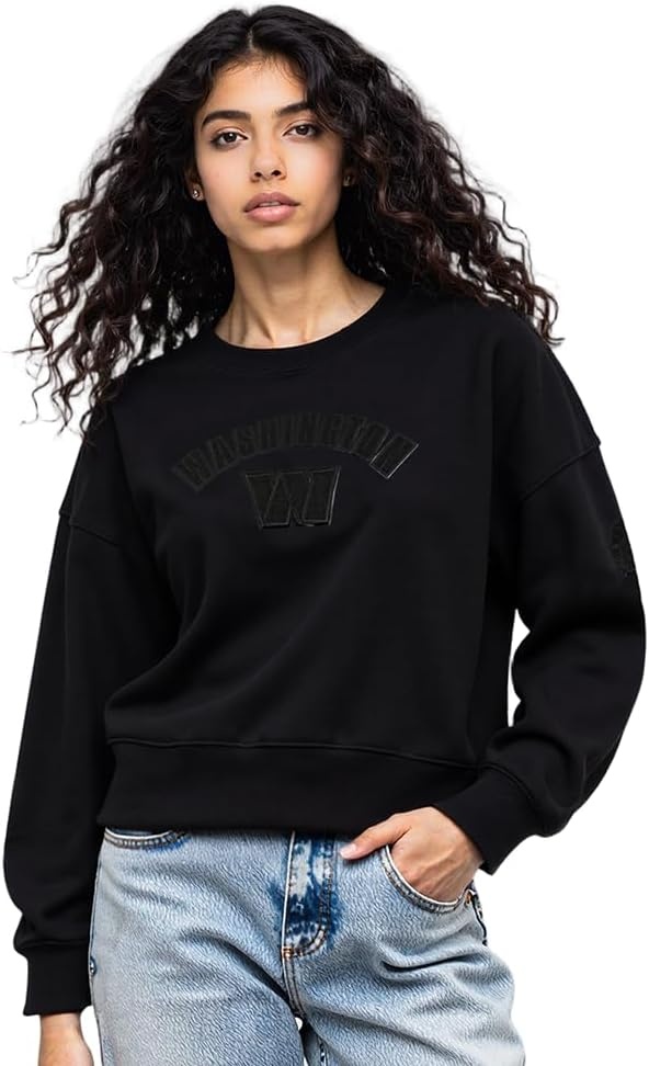 imagePro Standard Womens NFL Classic Brushed Back French Terry Crewneck SweatshirtTriple Black