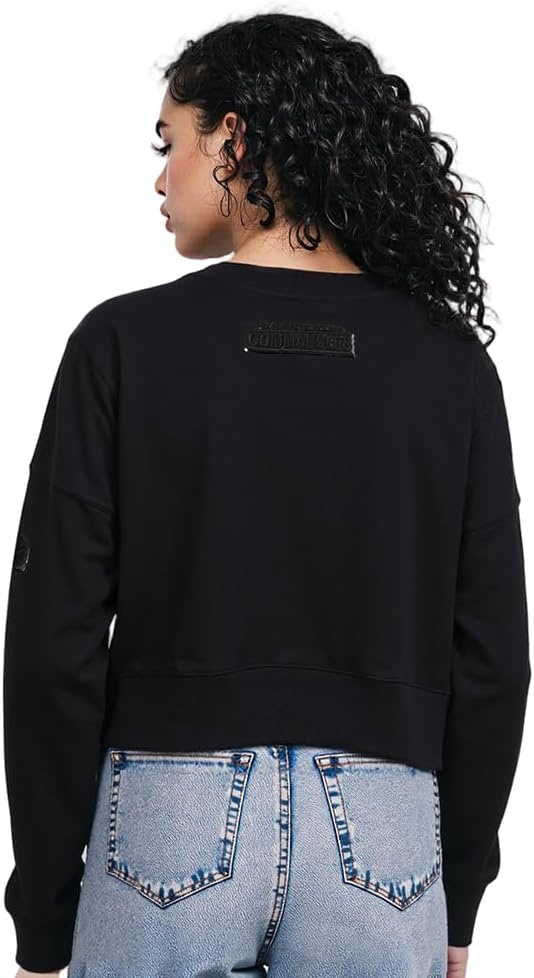 imagePro Standard Womens NFL Classic Brushed Back French Terry Crewneck SweatshirtTriple Black