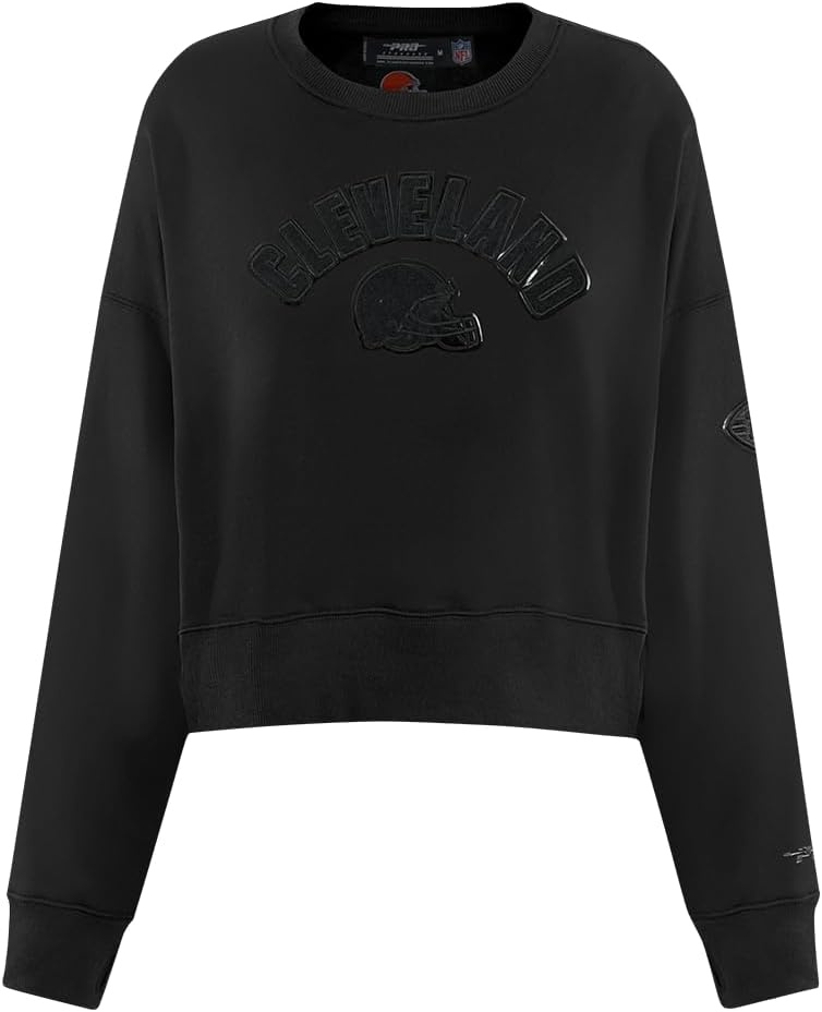 imagePro Standard Womens NFL Classic Brushed Back French Terry Crewneck SweatshirtTriple Black