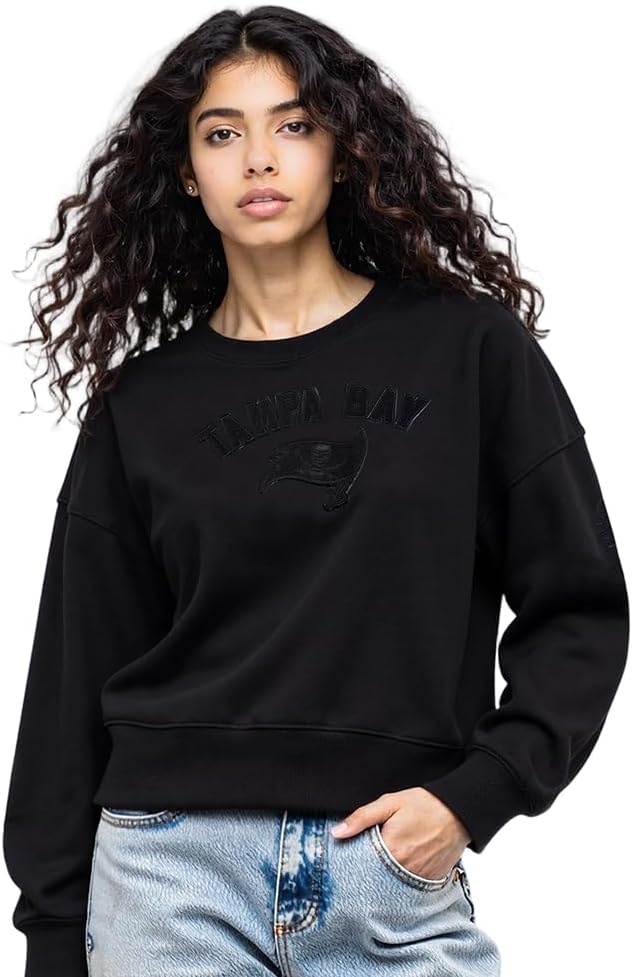 imagePro Standard Womens NFL Classic Brushed Back French Terry Crewneck SweatshirtTriple Black