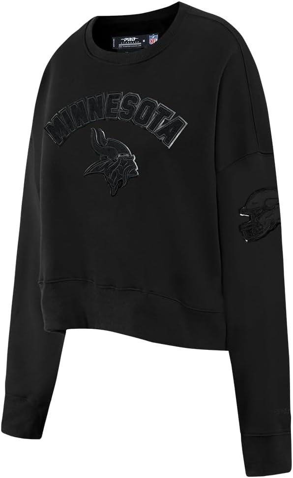 imagePro Standard Womens NFL Classic Brushed Back French Terry Crewneck SweatshirtTriple Black
